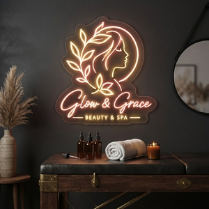 Glow Grace Neon Sign Beauty Salon LED Light Spa Studio Wall Decor Beauty Room Sign Aesthetic Spa Decor Wellness Studio Business Sign