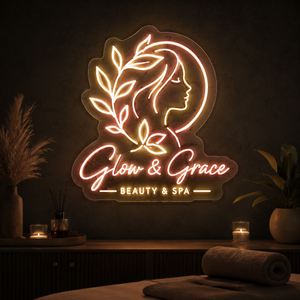 Glow Grace Neon Sign Beauty Salon LED Light Spa Studio Wall Decor Beauty Room Sign Aesthetic Spa Decor Wellness Studio Business Sign