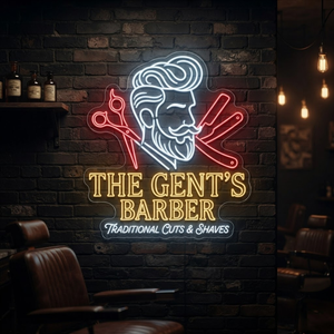 Gents Barber Neon Sign Barbershop LED Light Grooming Room Wall Decor Barber Shop Sign Mens Salon Decor Aesthetic Business Sign Gift