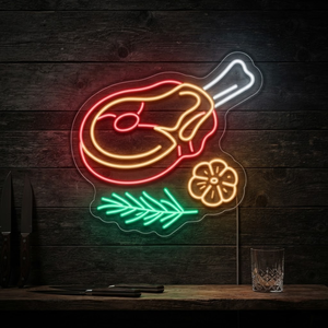 Steak Neon Sign, Neon Sign Steakhouse Decor, Personalized Meat Lover Gift, BBQ Grill Wall Art, Kitchen Decor, Grill Sign, Steakhouse Sign