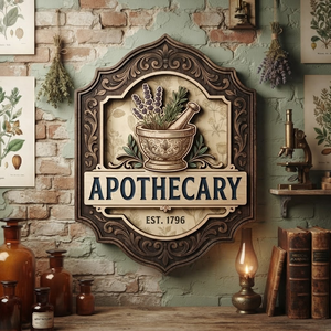 Vintage Apothecary Sign, Herbalist Wall Art, Rustic Wooden Sign, Herb Shop Decor, Apothecary Cabinet Decor, Pharmacy Sign
