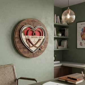 Nurse Appreciation Gift, Wooden Heart Sign, Medical Office Decor, Personalized Doctor Gift, Stethoscope Wall Art, Care Compassion Healing