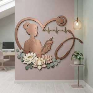 Nurse Metal Wall Art, Nurse Gift, Medical Decor for Home, Heart Stethoscope Sign, Nurse Graduation Gift, Personalized Clinic Sign