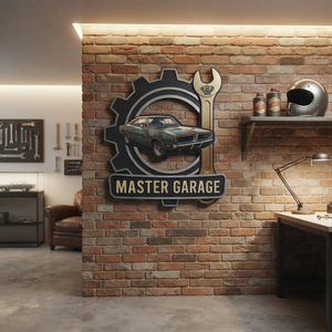 Metal Garage Sign, Master Garage Wall Decor, Personalized Man Cave Decor, Industrial Wall Art, Vintage Car Sign, Mechanic Gift for Him