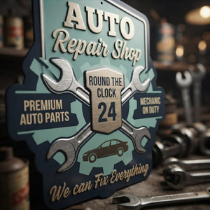 Auto Repair Shop Metal Sign, Personalized Garage Wall Decor, Mechanic Workshop Sign, Man Cave Wall Art, Car Enthusiast Gift, Garage Signage