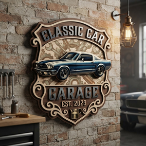 Classic Car Garage Wooden Sign, Personalized Workshop Wall Decor, Custom Man Cave Sign, Automotive Wall Art, Mechanic Gift, Vintage Car Decor