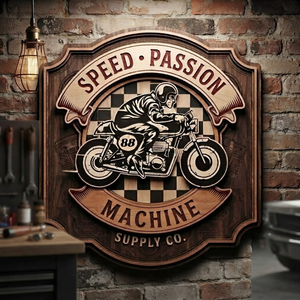 Motorcycle Shop Sign, Custom Wooden Garage Decor, Speed Passion Wall Art, Man Cave Gift, Mechanic Sign, Biker Gift, Vintage Style Sign