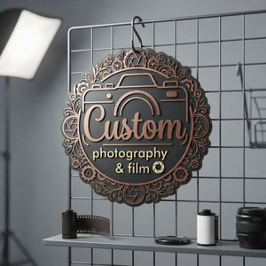 Personalized Photography Sign, Custom Wooden Camera Decor, Photographer Studio Wall Art, Video Film Maker Gift, Studio Sign