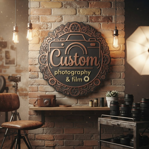 Personalized Photography Sign, Custom Wooden Camera Decor, Photographer Studio Wall Art, Video Film Maker Gift, Studio Sign