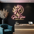 Glow Grace Neon Sign Beauty Salon LED Light Spa Studio Wall Decor Beauty Room Sign Aesthetic Spa Decor Wellness Studio Business Sign