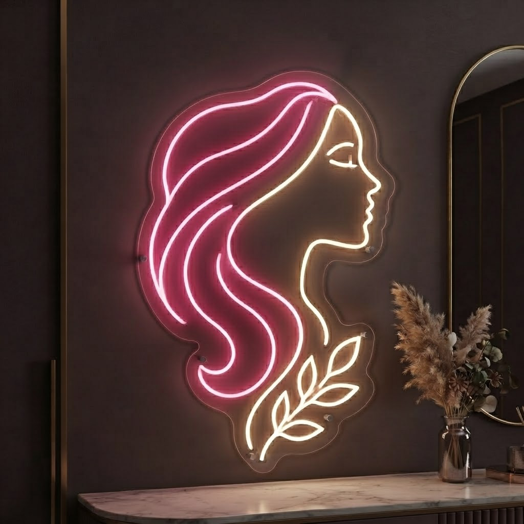 Hair Beauty Neon Sign Hair Salon LED Light Hair Stylist Wall Decor Beauty Studio Sign Aesthetic Salon Decor Hairdresser Business Sign
