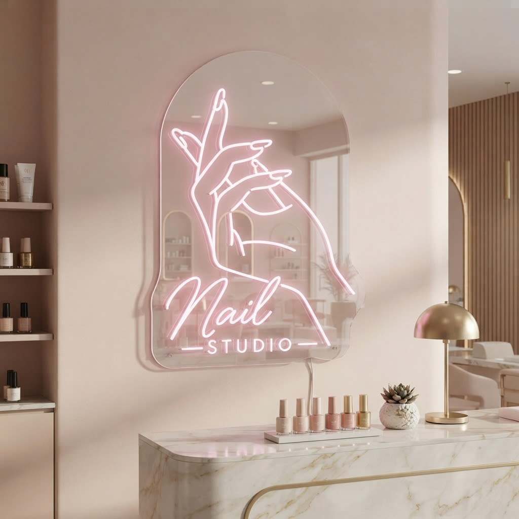 Nail Studio Neon Sign Nail Salon LED Light Manicure Room Wall Decor Nail Artist Sign Beauty Bar Decor Aesthetic Studio Business Sign