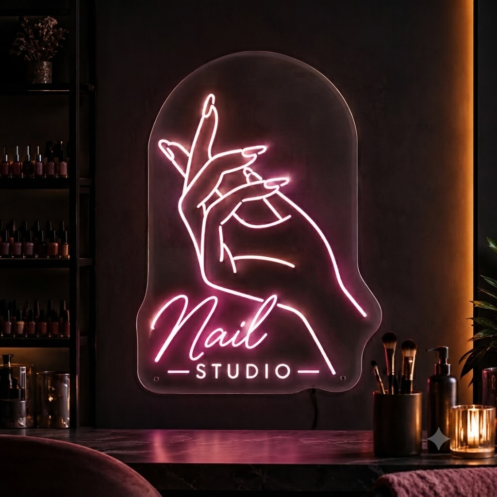Nail Studio Neon Sign Nail Salon LED Light Manicure Room Wall Decor Nail Artist Sign Beauty Bar Decor Aesthetic Studio Business Sign