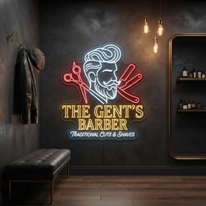 Gents Barber Neon Sign Barbershop LED Light Grooming Room Wall Decor Barber Shop Sign Mens Salon Decor Aesthetic Business Sign Gift