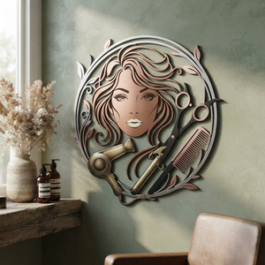 Hair Salon Sign Metal Wall Art Beauty Spa Decor Hairdresser Gift Makeup Studio Aesthetic Hairstylist Sign Wall Hang Interior Decor