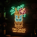 Tiki Oasis Neon Sign, Personalized Tropical Bar Decor, Custom Wooden Tiki Sign, Man Cave Wall Art, Beach House Decor, Hawaiian Party, Gift for Him