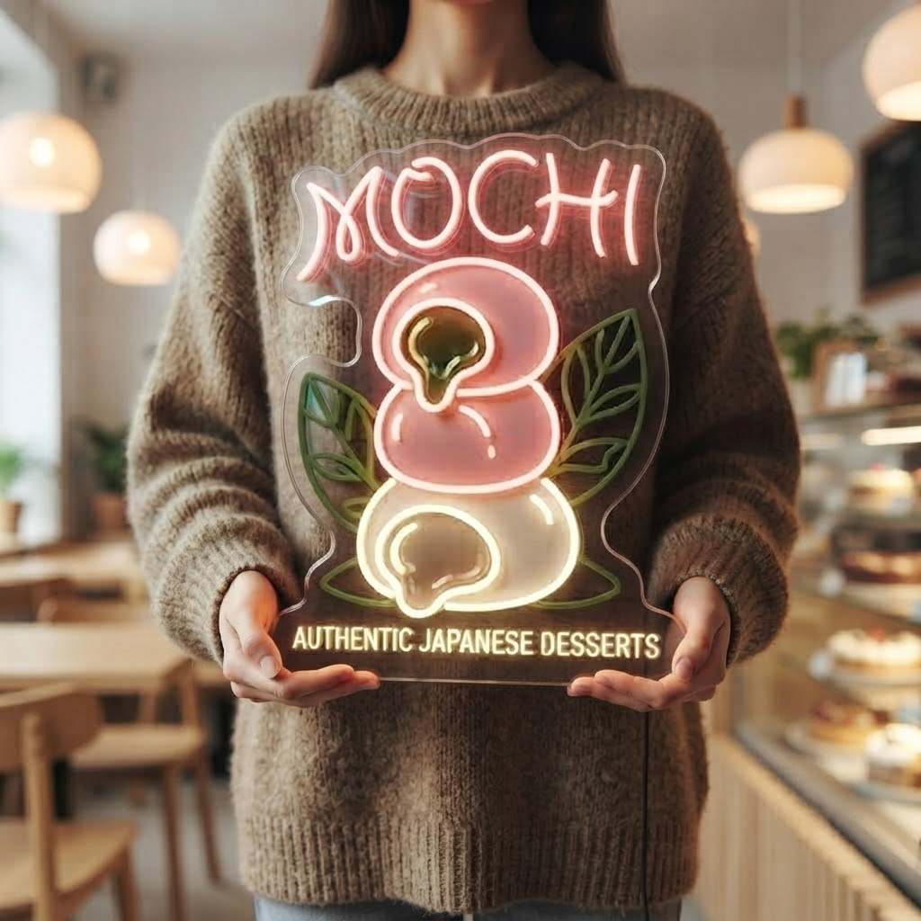 Mochi Neon Sign, Custom Neon Sign Japanese Dessert Sign, Personalized Cafe Decor, Japanese Foodie Gift, Sweet Shop Wall Art, Bakery Sign