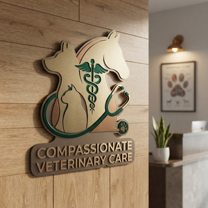 Metal Veterinary Clinic Sign, Personalized Pet Hospital Decor, Veterinarian Office Wall Art, Animal Clinic Logo Sign, Vet Groomer Gift