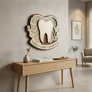 Dental Office Decor, Custom Dentist Sign, Smile Care Kindness, Dental Hygienist Gift, Dental Clinic Wall Art, Tooth Sign