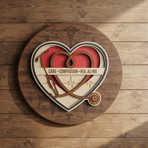 Nurse Appreciation Gift, Wooden Heart Sign, Medical Office Decor, Personalized Doctor Gift, Stethoscope Wall Art, Care Compassion Healing