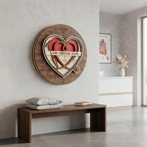 Nurse Appreciation Gift, Wooden Heart Sign, Medical Office Decor, Personalized Doctor Gift, Stethoscope Wall Art, Care Compassion Healing