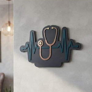 Stethoscope Metal Wall Art, EKG Heartbeat Sign, Nurse Home Decor, Medical Office Wall Decor, Doctor Gift, Healthcare Professional Art