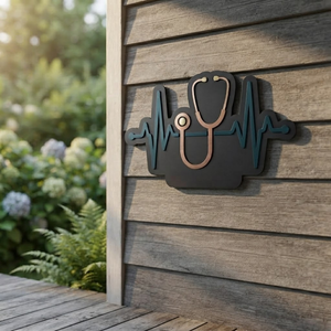 Stethoscope Metal Wall Art, EKG Heartbeat Sign, Nurse Home Decor, Medical Office Wall Decor, Doctor Gift, Healthcare Professional Art