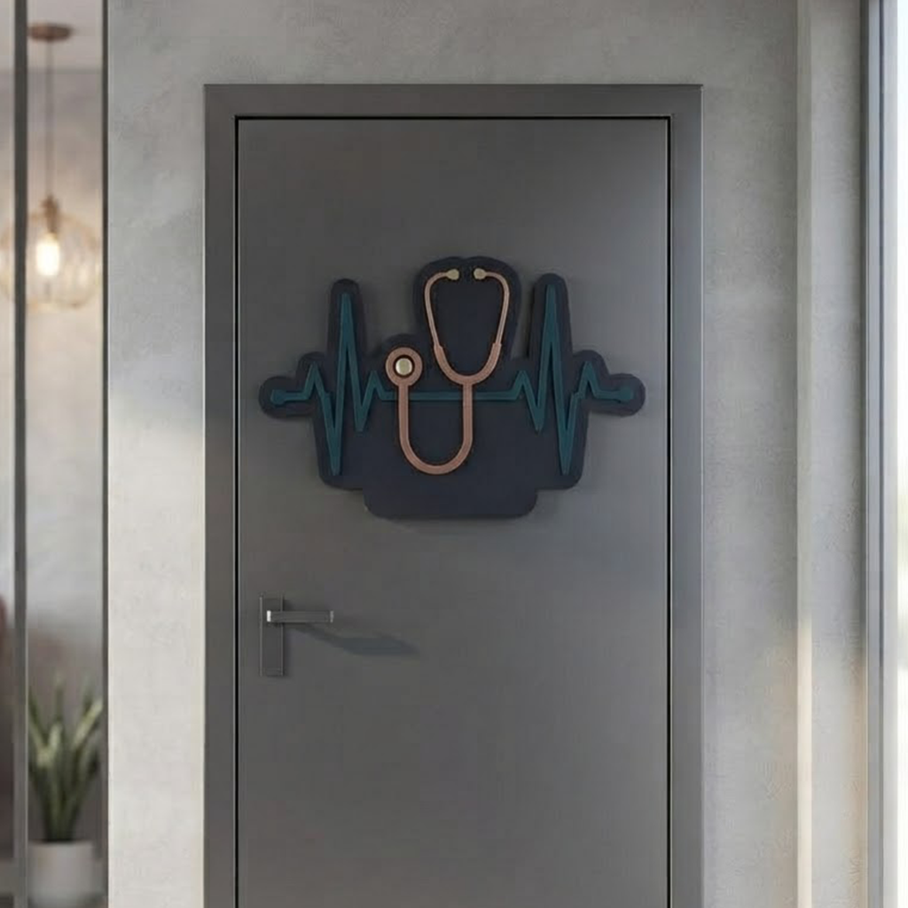 Stethoscope Metal Wall Art, EKG Heartbeat Sign, Nurse Home Decor, Medical Office Wall Decor, Doctor Gift, Healthcare Professional Art