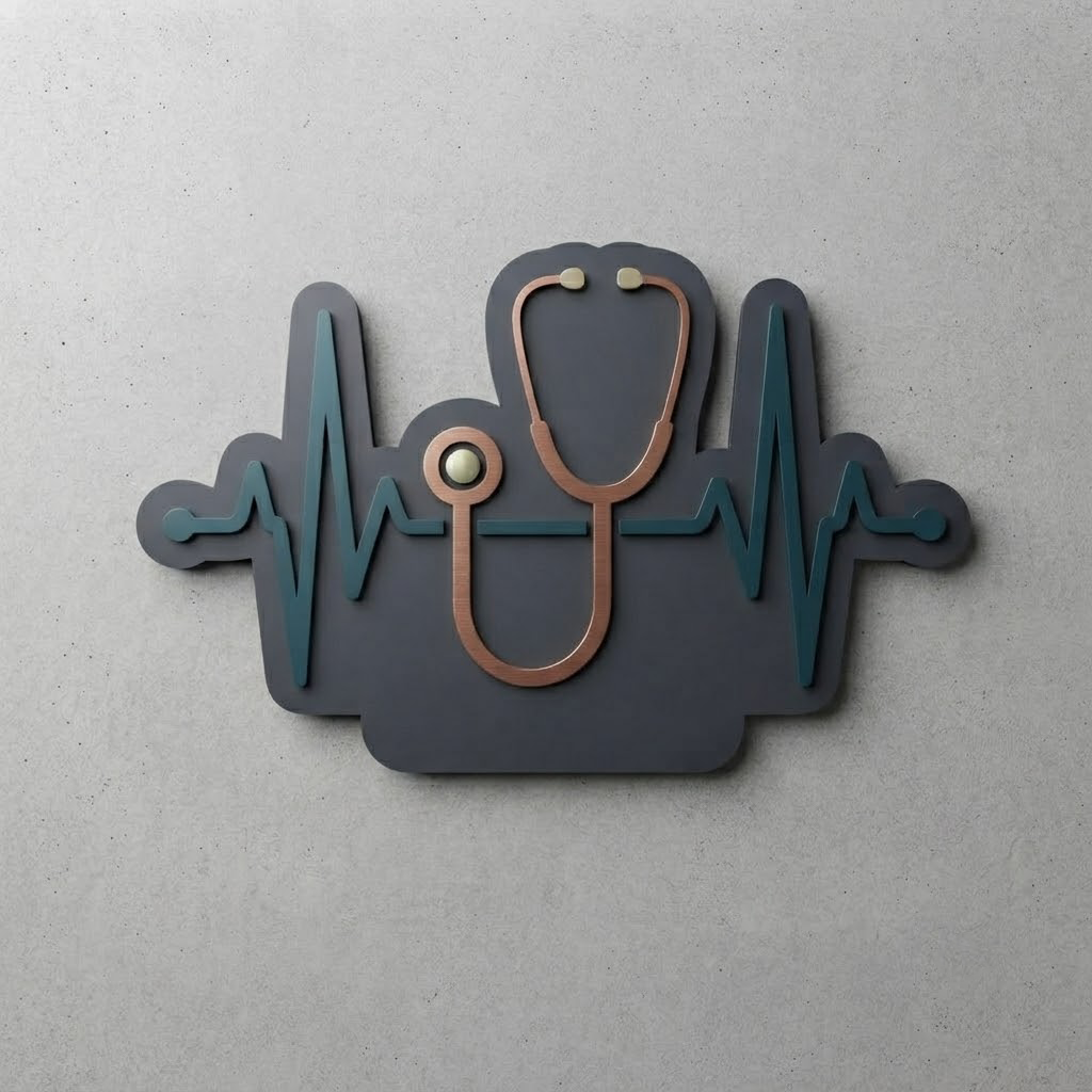 Stethoscope Metal Wall Art, EKG Heartbeat Sign, Nurse Home Decor, Medical Office Wall Decor, Doctor Gift, Healthcare Professional Art