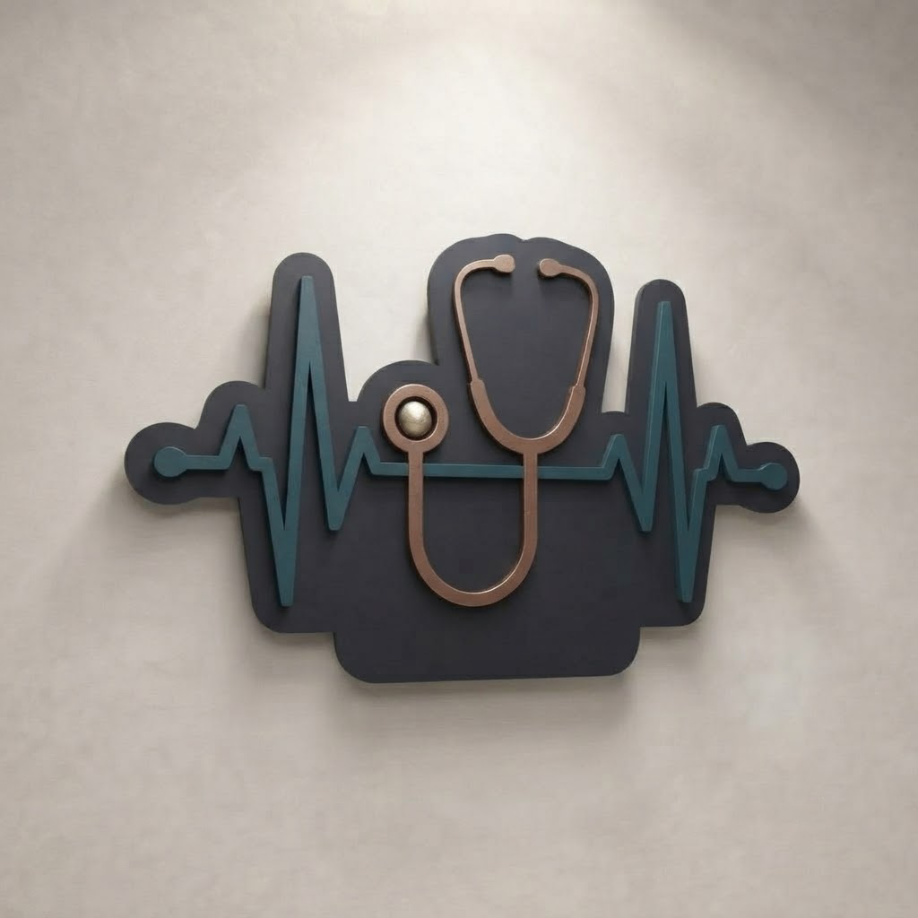 Stethoscope Metal Wall Art, EKG Heartbeat Sign, Nurse Home Decor, Medical Office Wall Decor, Doctor Gift, Healthcare Professional Art