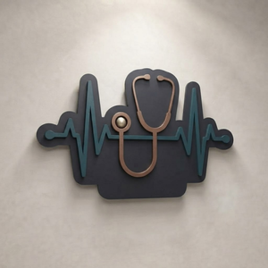 Stethoscope Metal Wall Art, EKG Heartbeat Sign, Nurse Home Decor, Medical Office Wall Decor, Doctor Gift, Healthcare Professional Art