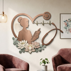 Nurse Metal Wall Art, Nurse Gift, Medical Decor for Home, Heart Stethoscope Sign, Nurse Graduation Gift, Personalized Clinic Sign