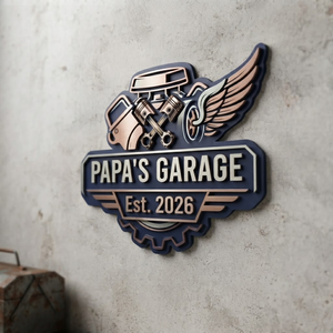 Papa Garage Metal Sign, Dad Workshop Decor, Personalized Automotive Wall Art, Mechanic Dad Gift, Man Cave Sign