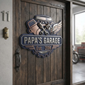 Papa Garage Metal Sign, Dad Workshop Decor, Personalized Automotive Wall Art, Mechanic Dad Gift, Man Cave Sign