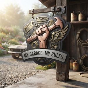 My Garage My Rules Sign, Metal Man Cave Decor, Mechanic Workshop Wall Art, Dad Birthday Gift, Automotive Sign
