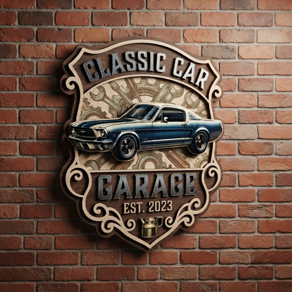Classic Car Garage Wooden Sign, Personalized Workshop Wall Decor, Custom Man Cave Sign, Automotive Wall Art, Mechanic Gift, Vintage Car Decor