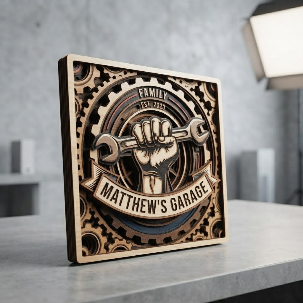 Personalized Garage Sign, Custom Wooden Tool Sign, Matthew's Garage Decor, Mechanic Wall Art, Dad Workshop Gift, Handyman Sign