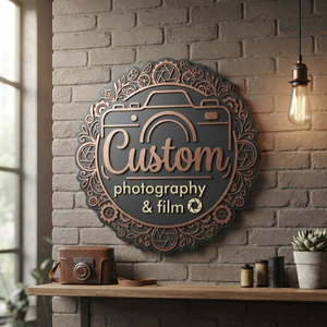 Personalized Photography Sign, Custom Wooden Camera Decor, Photographer Studio Wall Art, Video Film Maker Gift, Studio Sign