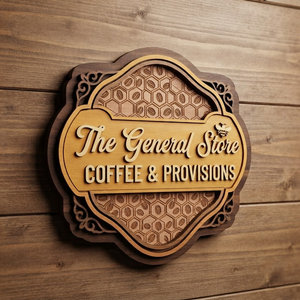Custom Coffee Shop Sign, Personalized General Store Decor, Wooden Coffee Sign, Provisions Wall Art, Coffee Bar Decor, Cafe Sign