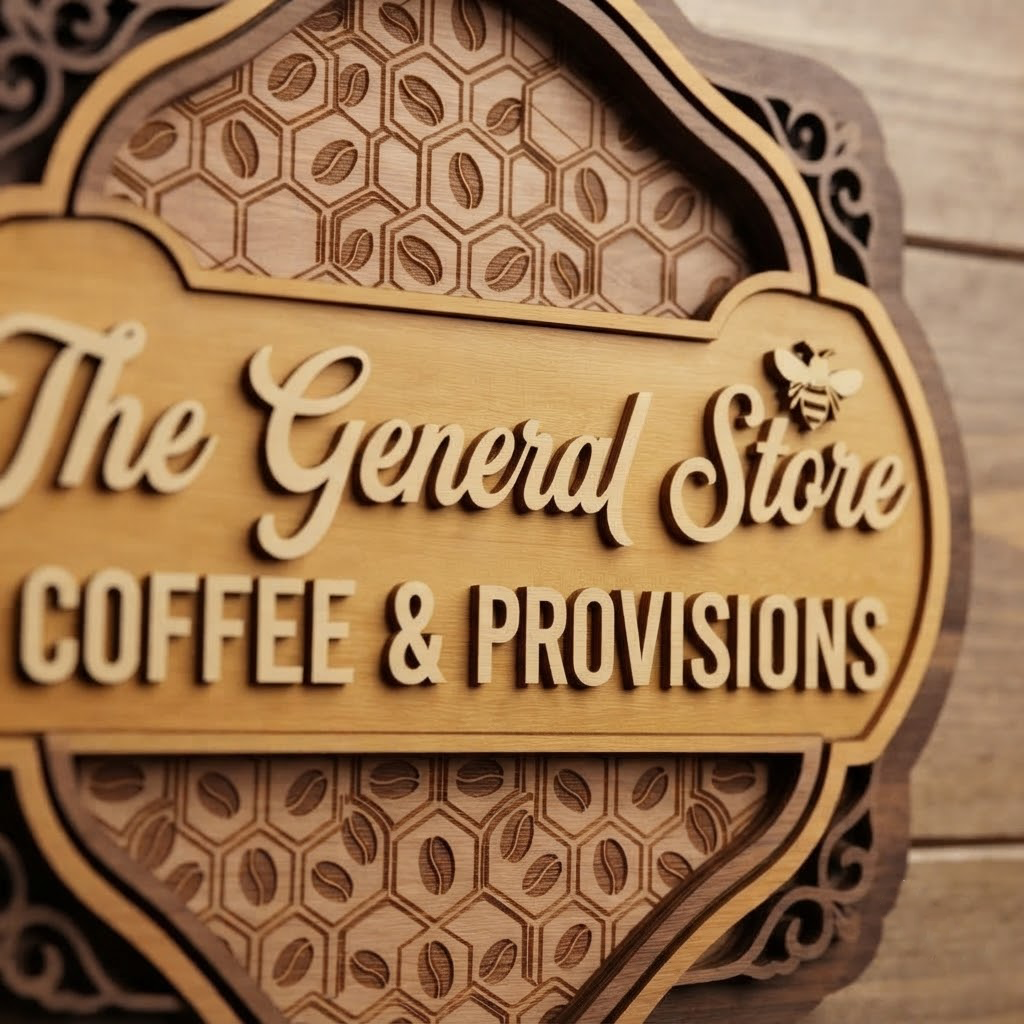 Custom Coffee Shop Sign, Personalized General Store Decor, Wooden Coffee Sign, Provisions Wall Art, Coffee Bar Decor, Cafe Sign